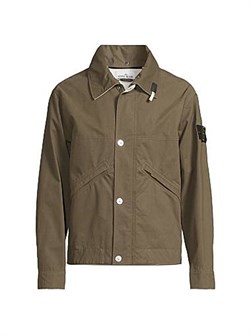 Куртка из хлопка Tela Stone Island с капюшоном, длинными рукавами и карманами на молнии 11027871