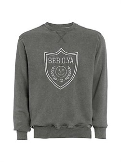 Хлопковая футболка с длинным рукавом Issac от Ser.O.Ya с нежным эффектом выцветания и принтом на груди 11015899