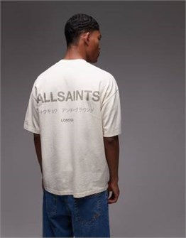 Футболка AllSaints Underground с круглым вырезом, свободного кроя, с принтом на груди и спине 10041156