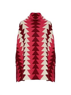 La Double J Кейп Trine с высоким воротником и интарсияным дизайном из смеси итальянской шерсти и альпака 11015639