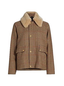 Nili Lotan Apolin Check Wool &amp,amp, Cotton-Blend Parka 11018772