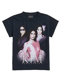 Футболка Kim K из растягивающегося джерси с ультракороткими рукавами и логотипом Balenciaga, Португалия 11016218