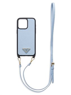 Prada Чехол из кожи Saffiano для iPhone 15 Pro Max с регулируемым и съемным плечевым ремнем 11020230