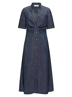 Callas Milano Льняное платье-рубашка Noor с завышенной талией и длиной до середины икры, без подкладки 11013627