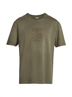 Хлопковая футболка с вышитым Anagram логотипом Loewe, 95% хлопка, в расслабленном стиле 11024586