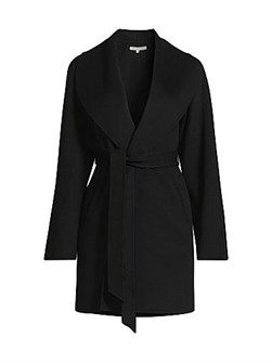 Шерстяное и кашемировое пальто с шалькой и поясом от Sofia Cashmere, 95% шерсти/5% кашемира 11013749