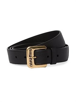 Miu Miu Пояс из кожи ягненка Nappa с металлической пряжкой с логотипом, высота 3.0 см 11014560