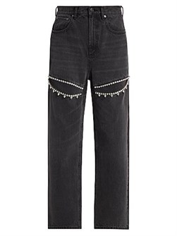 Джинсы Area с высоким поясом, кристаллами и классическими пятью карманами 11021495