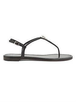Сандалии T-образной формы Giuseppe Zanotti с кожаным верхом и сияющими кристаллическими акцентами 11027662