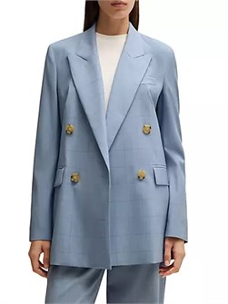 Пиджак в клетку Regular-Fit из чистой шерсти Boss с двойной шлицей и пиковыми лацканами, произведённый в Португалии 10043141