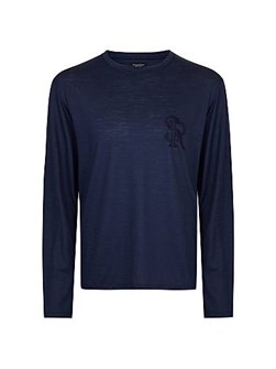 Мужская лонгслив футболка из овечьей шерсти Stefano Ricci с вышитым логотипом, производство Италия 11020659