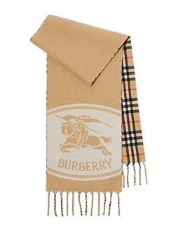 Burberry Двусторонний шарф с кисточками из 100% кашемира, размер 30x168 см 11012507
