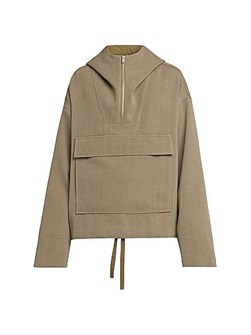 Полу-зип куртка с капюшоном и большим передним карманом из virgin wool от Jil Sander 11012264