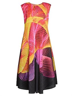 Pleats Please Issey Miyake Макси-платье А-силуэта Spectrum с драпировкой и круглым вырезом, 100% полиэстер 11020706
