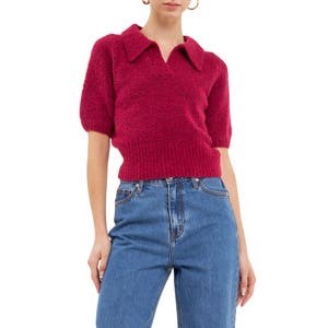 Свитер endless rose с пышными рукавами и ребристой отделкой, короткий 10041513