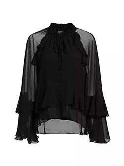 Шифоновая блуза If Only Studio с воланами, V-образным вырезом и длинными рукавами 10041973