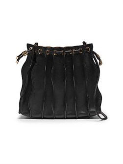 Ulla Johnson Кожаная сумка через плечо с волнистым рифлением, хлопковой подкладкой и съемным ремнем 11024549