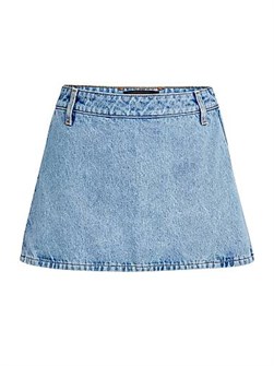 Ser.O.Ya Мини-юбка из денима Kail с низкой посадкой и петлями для ремня, 100% хлопок, рост модели 5',10',',, размер S 11018916