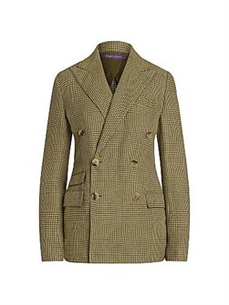 Жакет в клетку Glen от COLLECTION Ralph Lauren, итальянский хлопок и лен, двойная застёжка 11027573