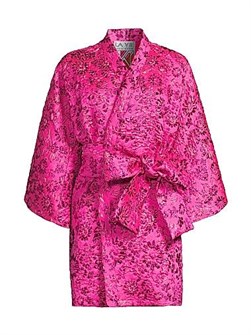 Мини-платье с цветочным узором из парчи от La Vie Style House с длинными рукавами и поясом 11009324