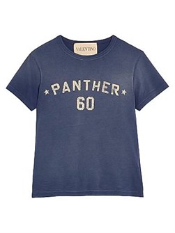 Valentino Garavani Футболка из хлопка Valentino с принтом и вышитой нашивкой Chez Valentino, Италия 11012435