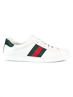 Кожаные кроссовки Gucci New Ace с тиснением под крокодила на пятке и резиновой подошвой 11016698