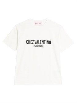 Valentino Garavani Футболка Valentino из 100% хлопка с принтом Chez Valentino, прямой крой, Италия 11025483