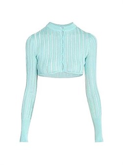 Текстурированный кардиган Alaia с круглым подолом, длинные рукава, 97% вискоза, Италия 11009476