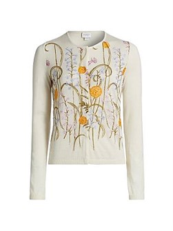 Кашемирово-шелковый кардиган Giambattista Valli с вышивкой цветочного узора, 70% кашемир / 30% шелк 11022316