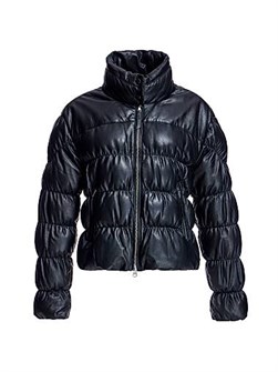 Кожаная куртка Maximilian с горизонтальными рюшами из 100% овечьей кожи, длинные рукава, Италия 11023152