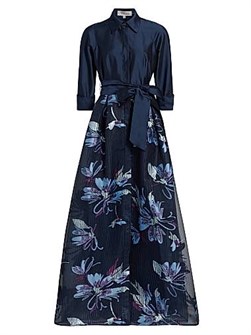 Элегантное платье из органзы от Teri Jon с цветочным подолом, 100% полиэстер 11020638