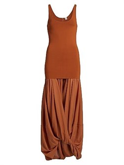 Макси-платье с асимметричным низом и драпировкой Sculptural Scoopneck от Toteme, 53% вискоза 11013023