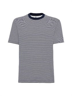 Рубашка Brunello Cucinelli из полосатого хлопкового джерси с рифленым вырезом и стандартной посадкой, Италия 11014121