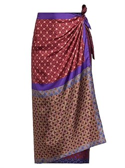 Шелковая юбка с геометрическим принтом и завязывающимся поясом Scarfy от Dries Van Noten, 100% шелк 11013806