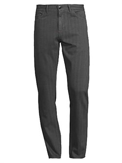 Джинсы Isaia slim-fit с эффектом елочки из Италии, 97% хлопок, 3% кашемир, в стиле пятикарманного кроя 11011392