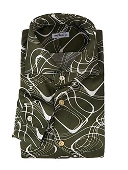 Рубашка Kiton из 100% хлопка с абстрактным волнистым рисунком и округлыми манжетами, Италия 11019094