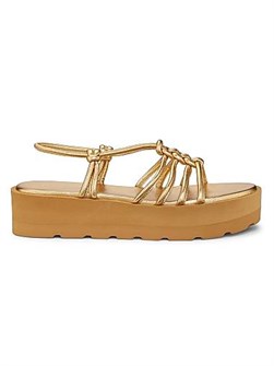 Металлизированные кожаные сандалии на платформе с открытым носком от Gianvito Rossi с легким доступом 11020774