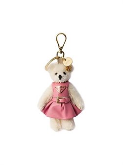 Prada Ключница Bear Trick из кожи наппа с треугольным логотипом и металлическим карабином 11024495