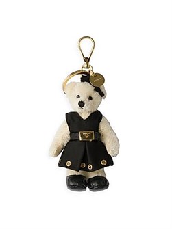 Prada Ключница Bear Trick с металлическим логотипом и бронзовым кольцом, 100% переработанный полиамид 11025885