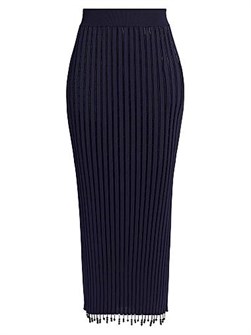 Юбка миди прямого покроя с вышивкой от Jil Sander, Италия, выполненная из прочной вискозы с отделкой стеклянными бусинами 11024958