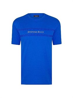Футболка Stefano Ricci из хлопка и модала с короткими рукавами и вышивкой, произведенная в Италии 11028280