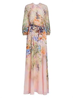 Элегантное шифоновое платье с цветочным узором и длинными рукавами от Teri Jon, с поясом и застежкой на кнопки 11029345