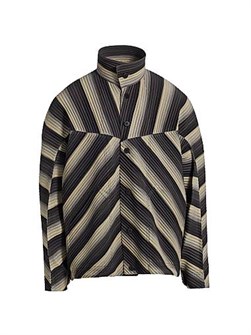 Оверсайз куртка с плиссировкой и полосатым узором от Homme Plisse Issey Miyake, 100% полиэстер 11014263