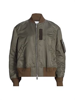 Бомбер Sacai из твила с карманами и бейсбольным воротником, 100% нейлон 11009277