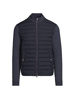 Бомбер Herno из дождевика и шелка с наполнителем из пера и утиного пуха, с воротником-стойкой и длинными рукавами 11027760