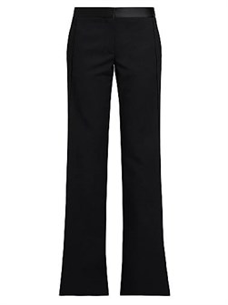 Брюки со смокинг-стилем Victoria Beckham: низкая посадка, сатиновый пояс и боковые полосы, производство Португалия 11020496