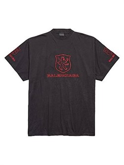 Balenciaga Футболка оверсайз Lion Club из винтажного джерси с вышивкой и круглым вырезом, 100% хлопок 11028697