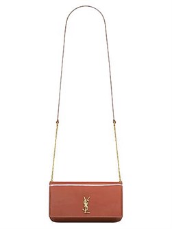 Saint Laurent Чехол для телефона из лакированной кожи с декором Cassandre, 18x11x2.5 см, с цепочным ремешком 11029262