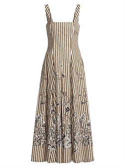 Миди-платье Lela Rose Caitlin в полоску с квадратным вырезом и карманами, 100% хлопок 11030326