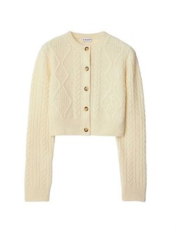 Кроп-кардиган Burberry из альпаки с круглым вырезом, длинными рукавами и застежкой на пуговицы 11018853